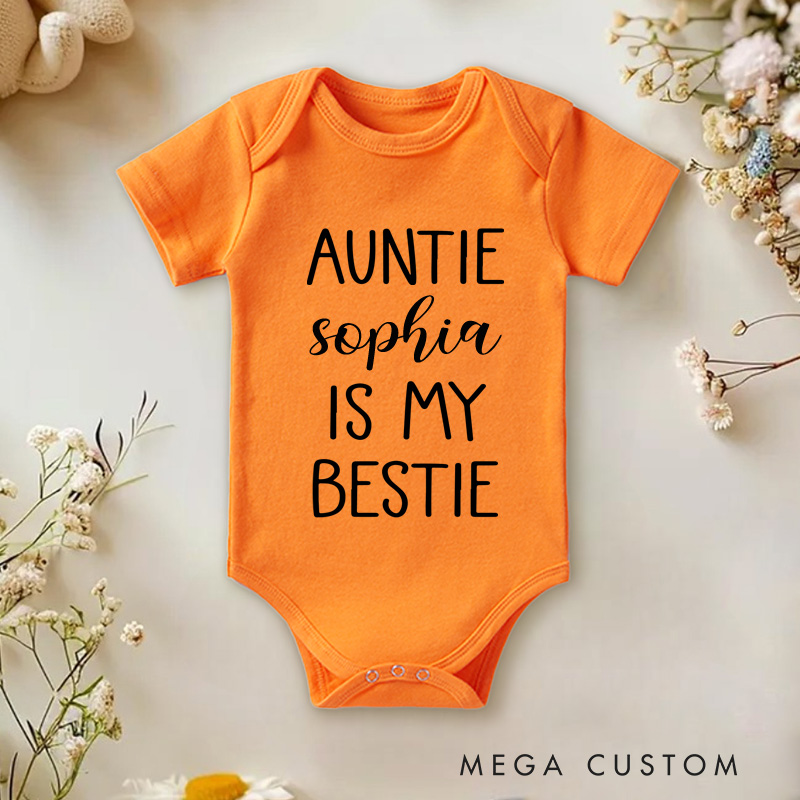 Personalized Auntie Is My Bestie Baby Onesie New Baby Girl Boy Gift
