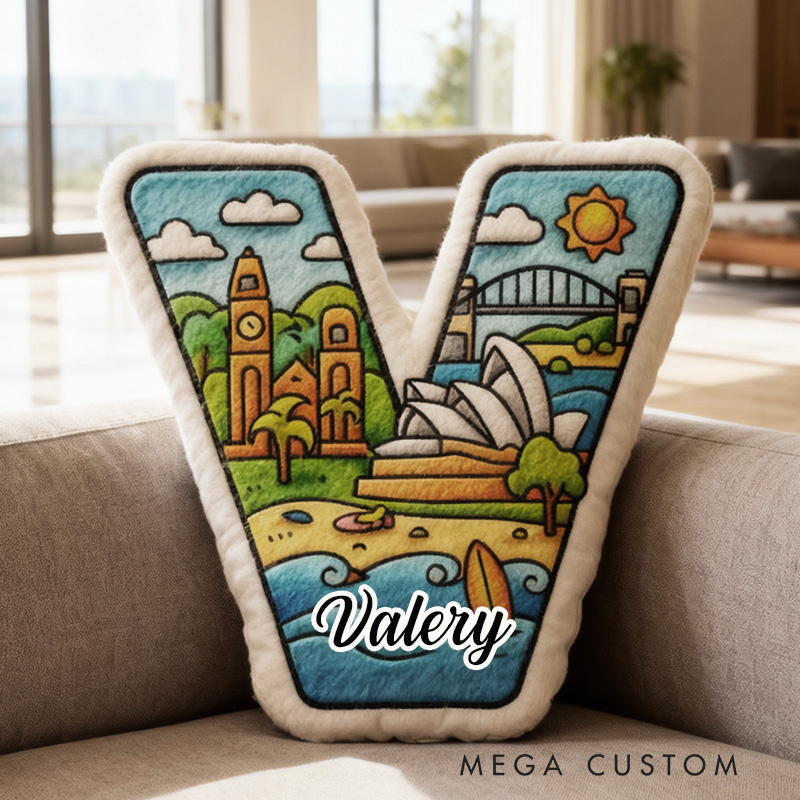 Personalized Scenic Letter Pillow Custom Sydney City Landscape Design Soft Plush Cushion Unique Home Decor Perfect Gift For Family Graphic 3D Print