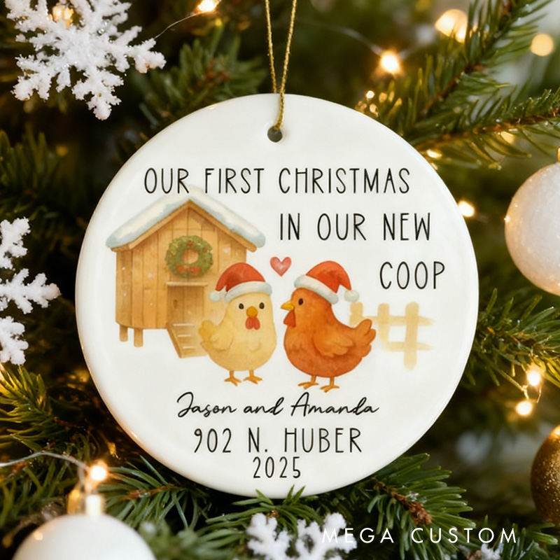 Personalized New Home Christmas Ornaments First Christmas in Our New Coop Chicken Ornament New House Ornament Our First Home Keepsake