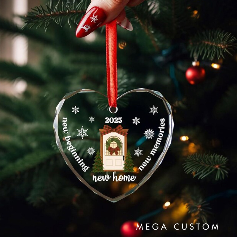Personalized Crystal Glass Ornament Personalized New Home Ornament First Christmas At New Home Bauble 2025 New Home Christmas Ornament