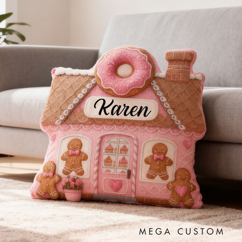 Personalized Gingerbread House Pillow Custom Festive Donut And Cookie Design Holiday Home Decor Perfect Gift For Kids Graphic 3D Print