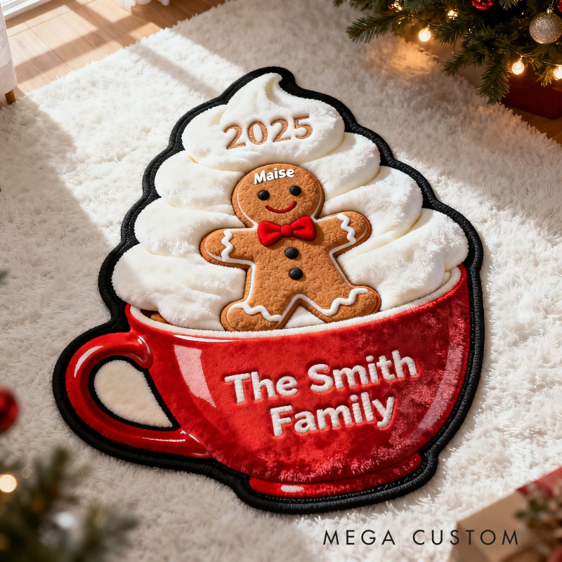 Personalized Gingerbread Family Name Rug First Christmas in New Home Gifts Christmas Gift