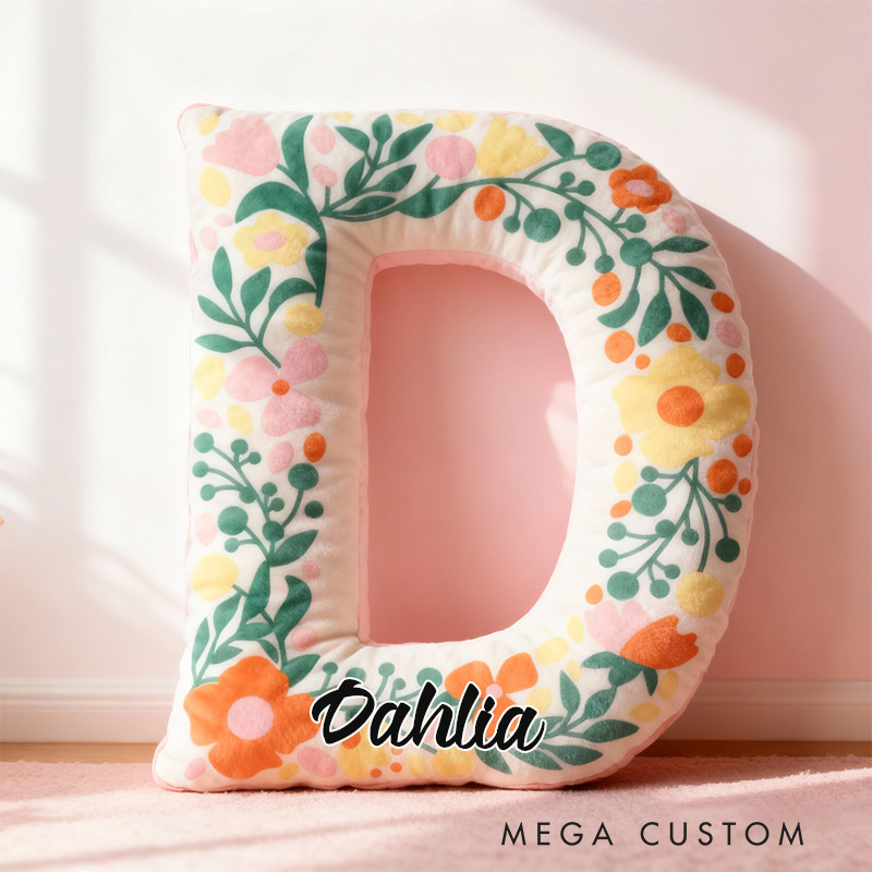 Personalized Letter Pillow Custom Vibrant Floral Design Soft Plush Cushion Stylish Home Decor Housewarming Gifts