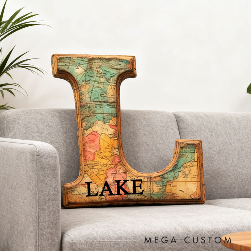 Personalized Letter Pillow Custom World Map Design Soft Plush Cushion Home Decor Perfect Gift For Bedrooms Living Rooms Graphic 3D Print