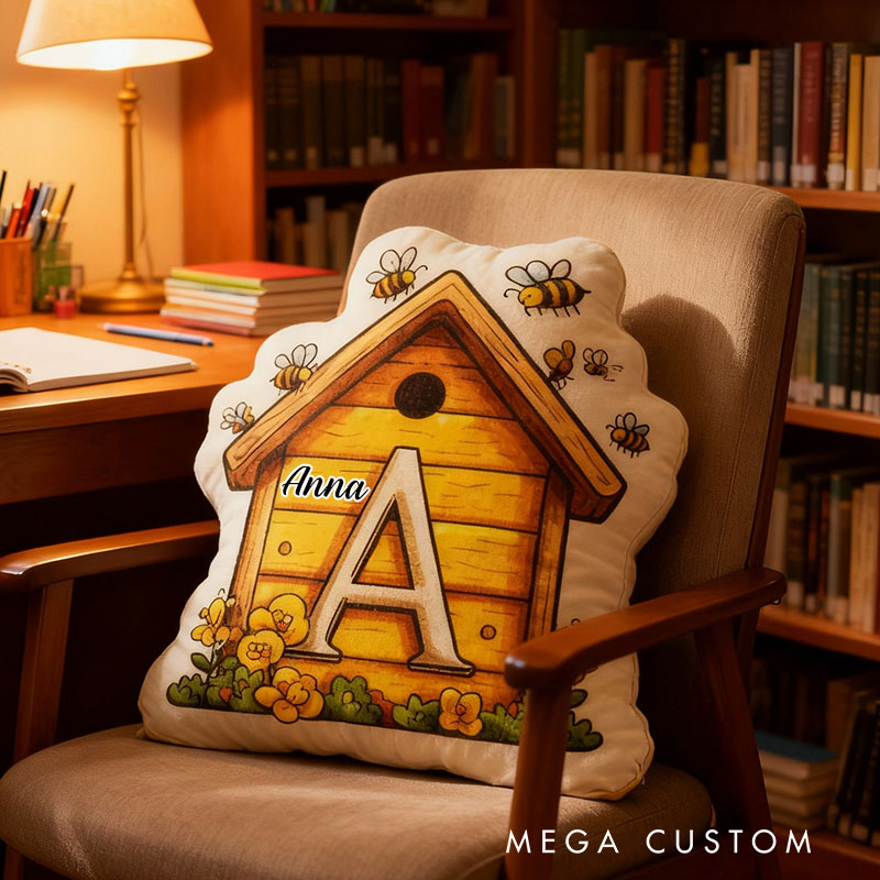 Personalized Bee Themed Pillow Custom Beehive And Floral Design Home Decor Perfect Gift For Bedrooms Living Rooms Or Kids Graphic 3D Print