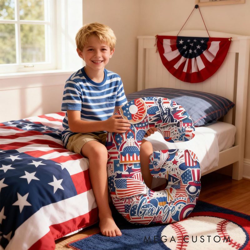 Personalized Letter Pillow with National Flag Print Fun Flag Decoration for the Holidays