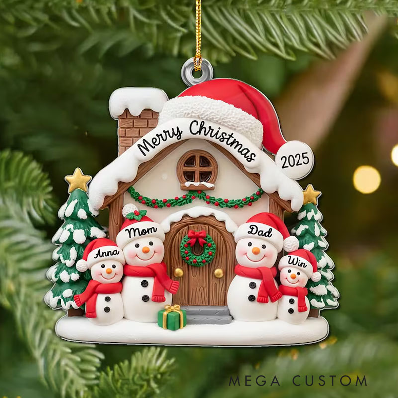 Personalized Snowman Family Ornament Kids Christmas Ornament Acrylic Snowman Family Hanging Ornament Keepsake For Family Memories