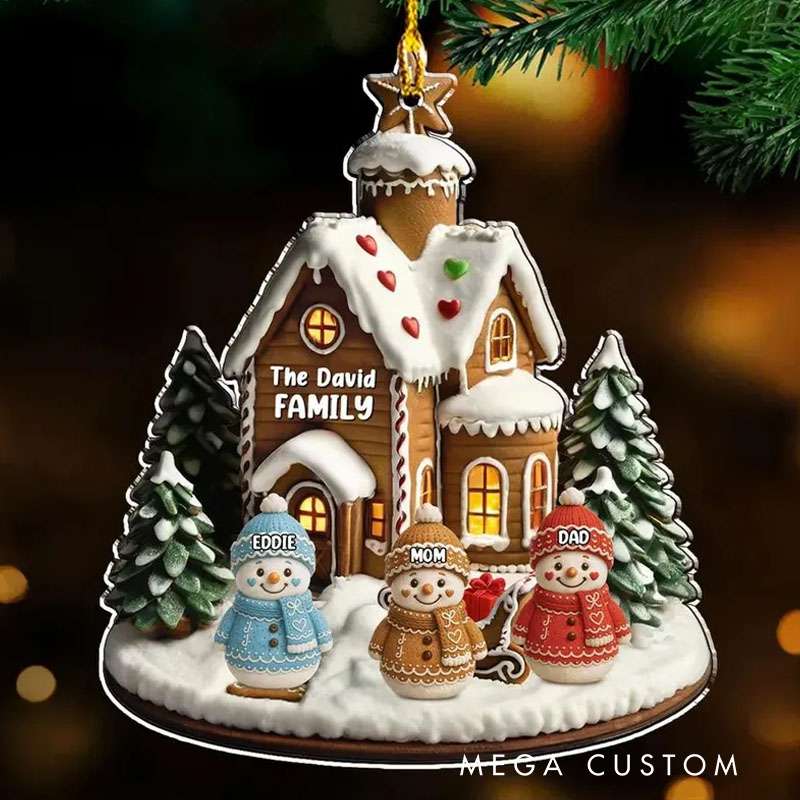 Personalized Family Farm Life Custom Acrylic Ornament Christmas Gifts For Family Snowman Family Christmas Ornament