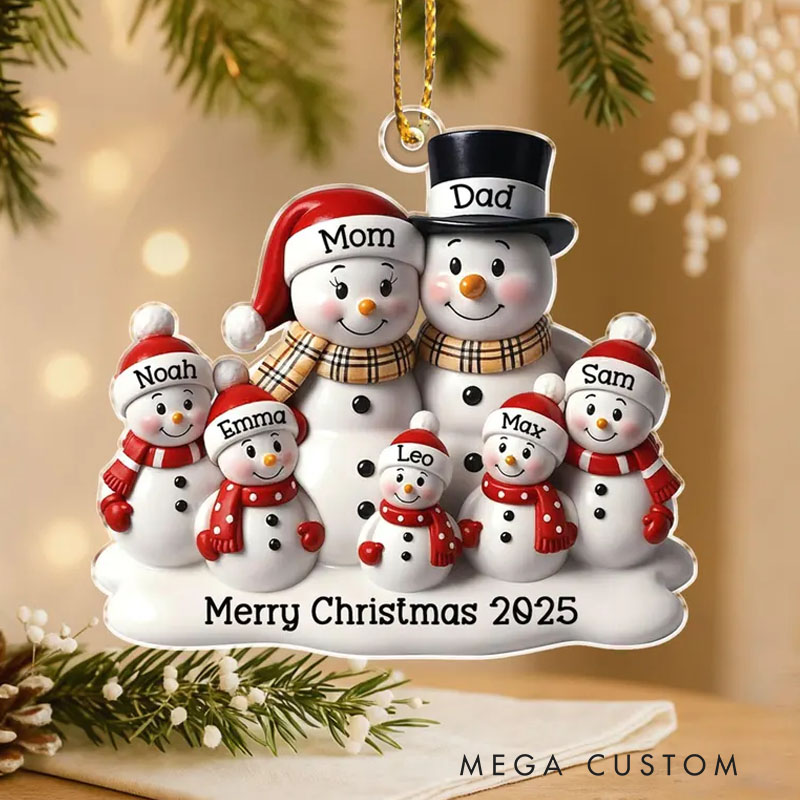 Personalized Snowman Family Ornament Custom 2D Flat Family Christmas Ornament 2025