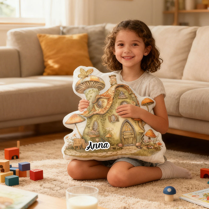 Personalized Fairy Tale Mushroom House Pillow Home Decor Perfect Gift For Kids Bedrooms Playrooms Or Living Spaces Graphic 3D Print