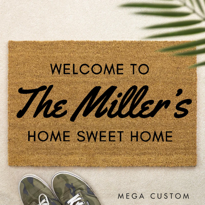Personalized Sweet Home Doormat Custom Welcome Mat with Name for Couple Valentine's Day gifts Housewarming Gift