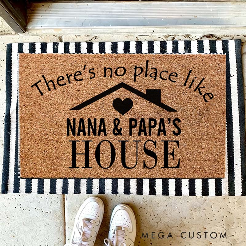 Personalized There’s No Place Like Nana and Papa’s House Welcome Mat Door Mat Home Doormat Grandparents Gift Grandma and Grandpa Memaw