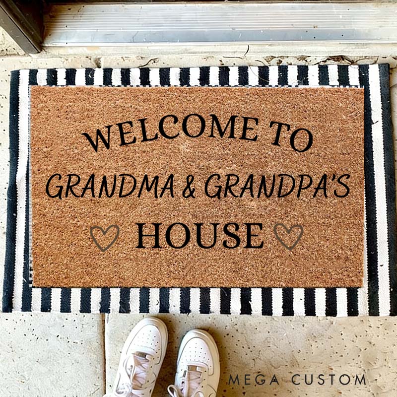 Personalized Welcome to Our House Doormat Housewarming Gift Durable Welcome Mat for New Home Indoor Outdoor Door Mat Family Home Decor Rug
