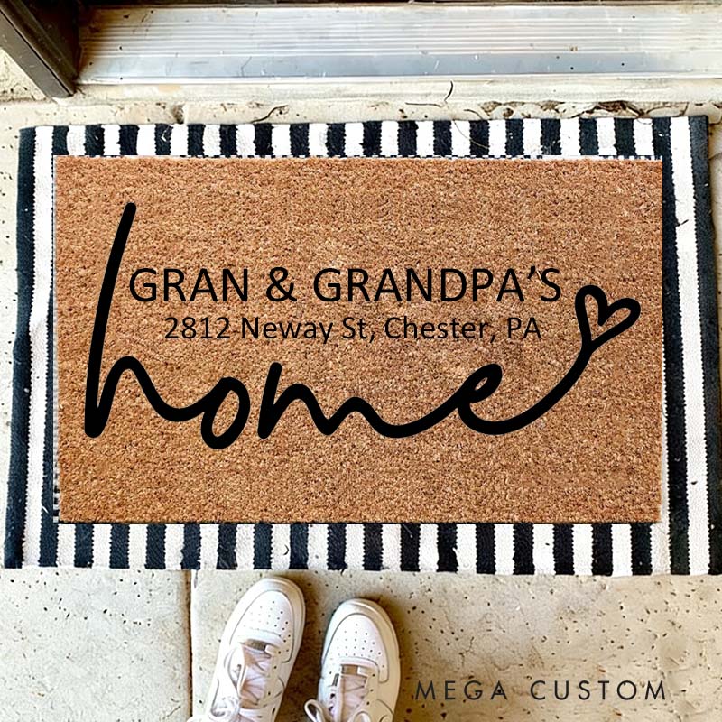 Personalized Home Doormat Custom GRAN & GRANDPA’S Doormat Durable Coir Rug Decorative Accent For Entryways Porches Housewarming Or Holiday Gifts