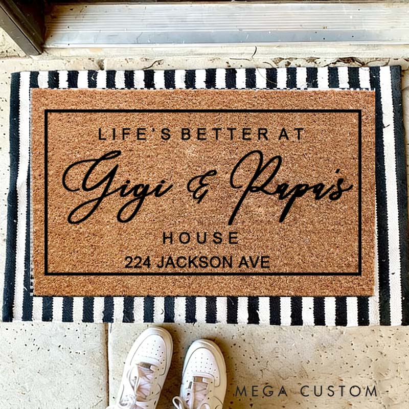 Personalized Life's Better At Custom House Doormat Custom Name Durable Coir Rug Decorative Accent For Entryways Housewarming Wedding Or Holiday Gifts