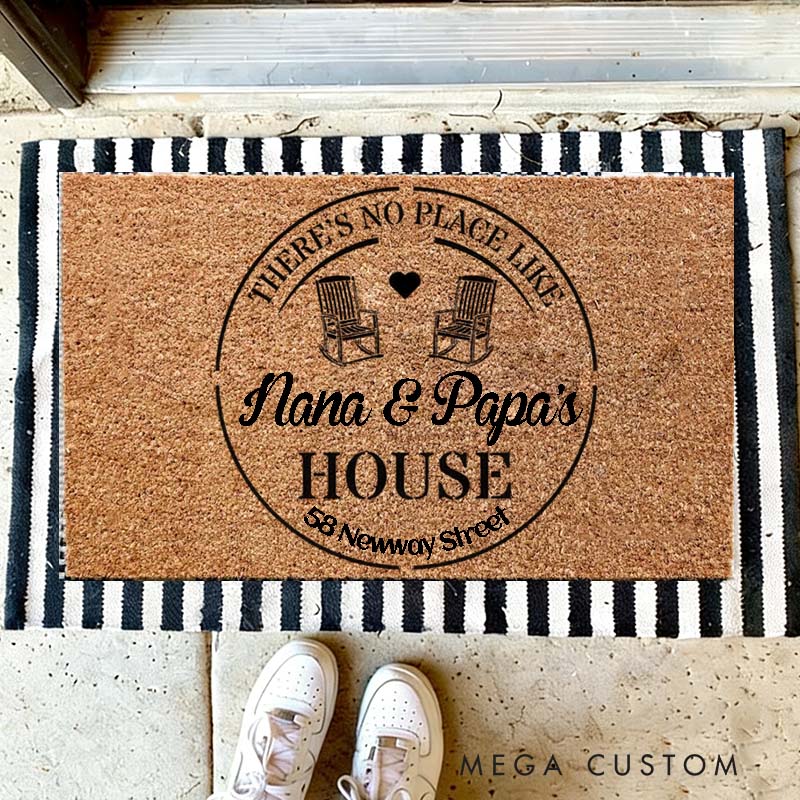Personalized There's No Place Like Doormat Custom Nana & Papa’s House Doormat Grandparents Day Gift Welcome Door Mat Home Doormat Grandma Gift