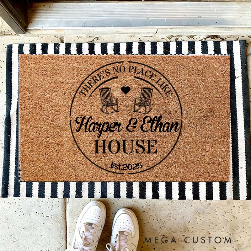 Personalized There's No Place Like Doormat Custom Couple House Doormat Decorative Accent For Entryways Or Housewarming Valentine's Day gifts