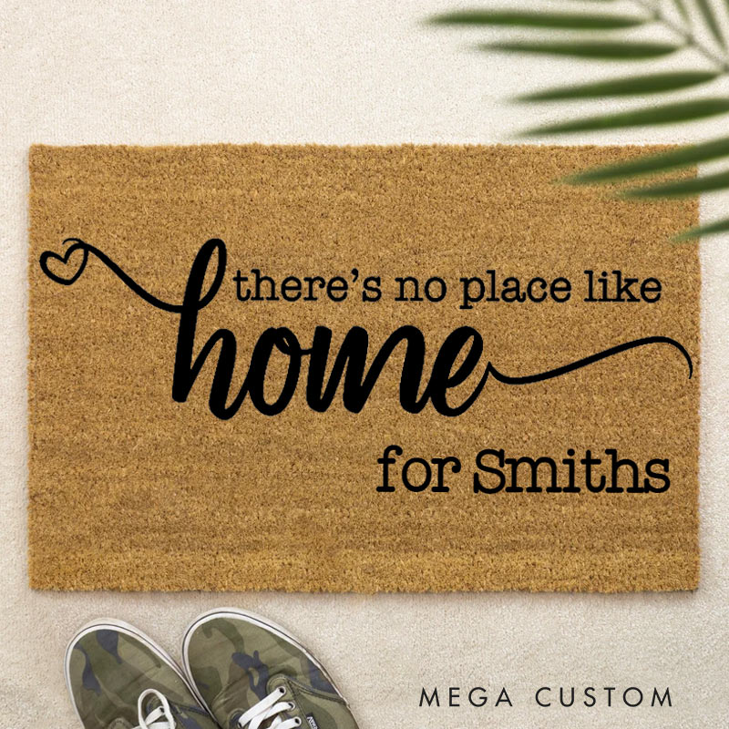 Personalized Welcome Doormat There Is No Place Like Home Custom Home Mat with Name for Couple Family Gift Housewarming Gift