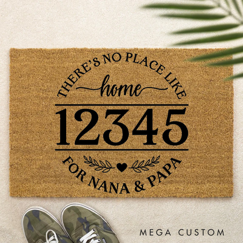Personalized Welcome Doormat There Is No Place Like Home Custom Home Mat with Name for Grandparent Housewarming Gift