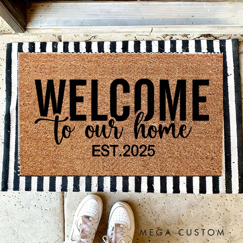Personalized Welcome To Our Home Doormat Custom Coir Welcome Mat Door Mat Housewarming Gifts
