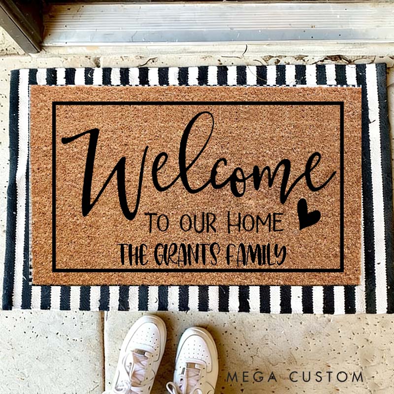 Personalized Welcome to Our Home Doormat Custom Housewarming Wedding Gift