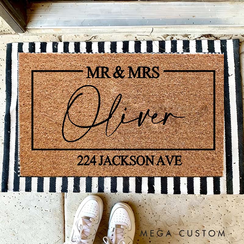 Personalized Doormat Mr And Mrs Gifts Mr And Mrs Personalized Doormat Family Surname Custom Mat Customized Welcome Doormat New Mat Gift