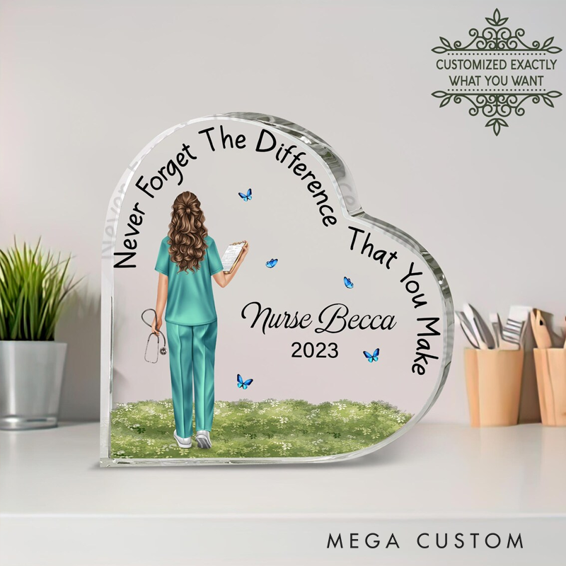 Personalized Nurse Graduation Gift Heart Acrylic Plaque Table Decor