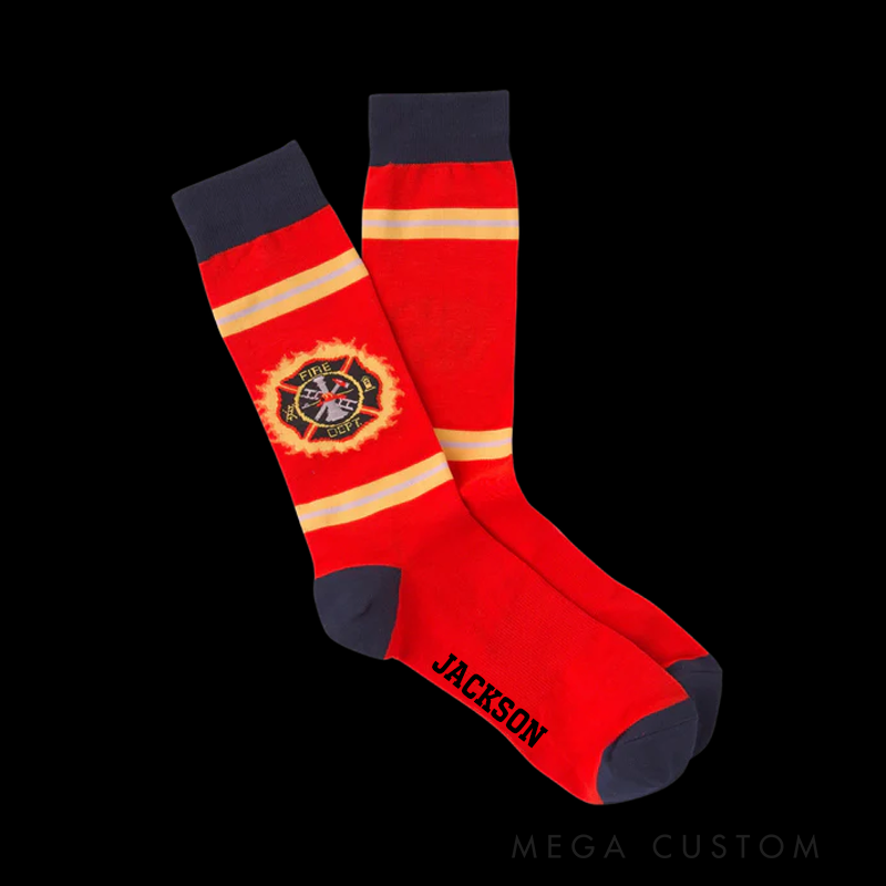 Personalized Firefighter Socks with Name Unique and Practical Gift for Firefighters