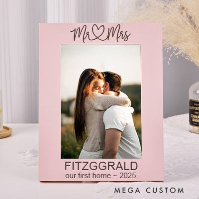 Personalized Engaged Photo Frame Wedding Photo Frame Couple Gift Wooden Picture Frame Engaged Keepsake Anniversary Gift Housewarming Gift Home Decor