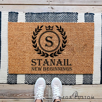 Personalized Monogram Doormat Custom Door Mat With Name New Home Gift Housewarming Gift Celebrating New Beginnings First Home Gifts Christmas Gift