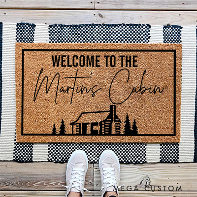 Personalized Home Doormat Rustic Cabin Doormat Housewarming Gift for Cozy Retreats First Home Couple Gift Welcome Mat for Home New Home Gift