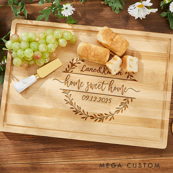 Personalized Cutting Board Wedding Housewarming Gift Custom Kitchen Charcuterie Board New Home Gifts for Couple Home Sweet Home Gift