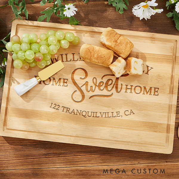 Personalized Cutting Board Home Sweet Home Chopping Board Wooden Family Address Moving House New Home Gift Housewarming Gifts