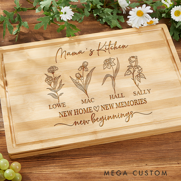 Personalized Cutting Board Wedding Housewarming Cutting Board Custom Bamboo Charcuterie Board Real Estate Closing Gift Housewarming New Home Gift