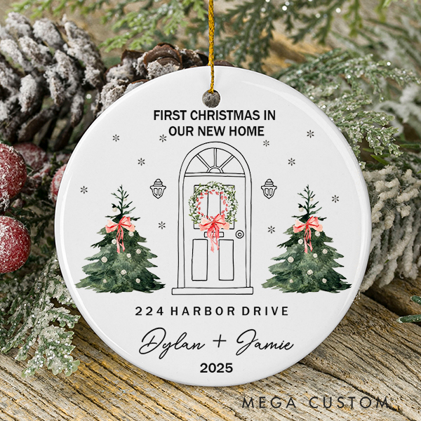 Personalized First Christmas In Our New Home Ornament New Home Gift Christmas Gift 2025 House Address Ornament Housewarming Gift