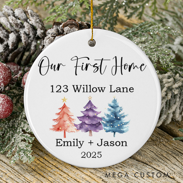 Personalized Our First Home Christmas Ornament New Home Ornament New Home Gift Christmas Gift 2025 House Address Ornament Housewarming Gift