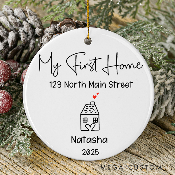 Personalized First Christmas in Our New Home Ornaments First Home Ornament New Home Gift Christmas Gift 2025 House Address Ornament Housewarming Gift
