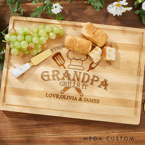 Personalized Cutting Board King of The Grill Cutting Board for Dad Celebrating Dad As The Grill Master Housewarming Gift Father's Day Gift for Him