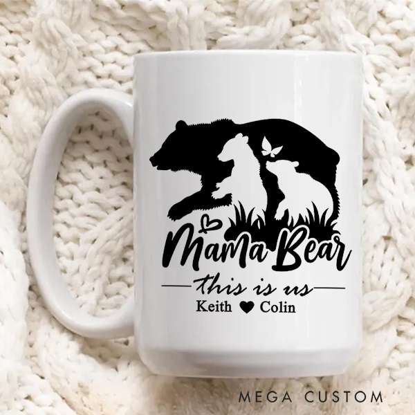 Personalized Mama Bear Mug Mama Bear with Cubs Coffee Mug Custom Bear Family Mug Mom Coffee Mug Housewarming Gift  Christmas Gift Moving Away Gift 