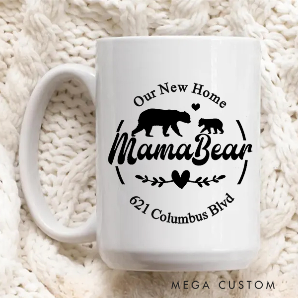 Personalized Mama Bear Mug Mama Bear with Cubs Coffee Mug Custom Bear Family Mug Mom Coffee Mug Christmas Gift Moving Away Gift Housewarming Gift