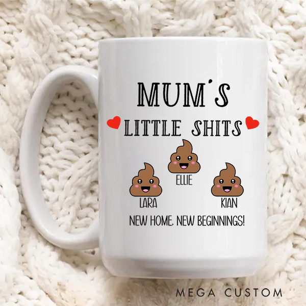 Personalized Mug Mums Little Shits Mug and Coaster Gift for Mum Funny Gift for Mum Mother's Day Gift Christmas Gift Housewarming Gift New Home Gift