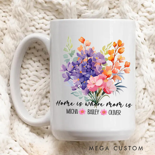 Personalized Mug for Mom Home Is Where Mom Is Mug Custom 11oz Coffee Cup Christmas Gift Moving Away Gift Housewarming Gift Mothers Day Gifts Mom Gift