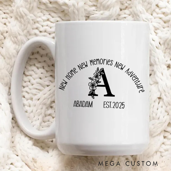 Personalized Initial Mug Custom Coffee Mug 15oz Coffee Cup Wedding Gift Housewarming Gift New Home Gift for Couple Christmas Gift Moving Away Gift