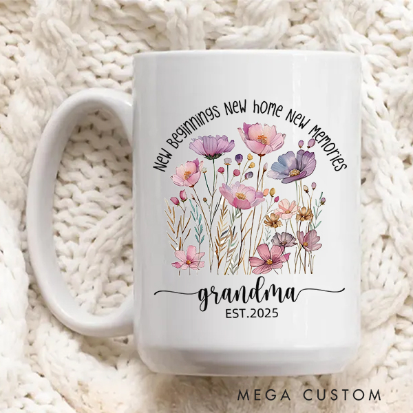 Personalized Grandma Mug New Beginning New Home New Memories Mug Gift for Grandma Christmas Gift Housewarming Gift New Home Gift Mother's Day Gift 