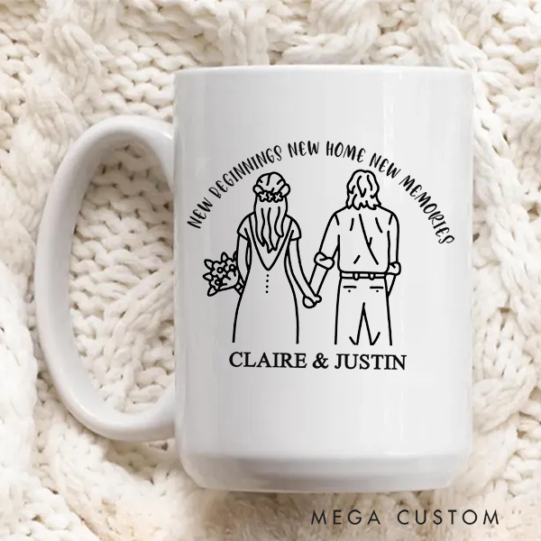 Personalized Mug Custom New Home New Beginning New Memories 11oz Coffee Mug 15oz Coffee Cup Housewarming Gift New Home Gift for Couple Wedding Gift 