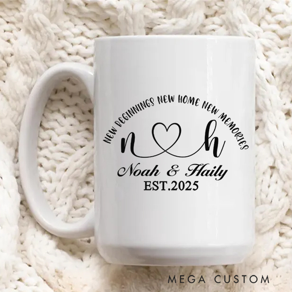 Personalized Mug Custom 11oz Coffee Mug 15oz Coffee Cup New Home New Beginning New Memories Wedding Gift Housewarming Gift New Home Gift for Couple