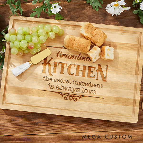 Personalized Cutting Board Bamboo Charcuterie Board Housewarming Gifts Grandma Cutting Board Custom Grandma's Kitchen Gift Mother's Day Gift