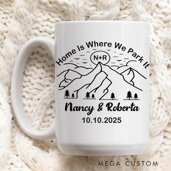 Personalized Mug Home Is Where We Park It Custom 11oz Coffee Mug 15oz Coffee Cup Housewarming Gift First Home Gift for Couple Christmas Gift