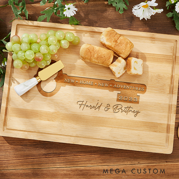 Personalized Cutting Board Custom Bamboo Charcuterie Board Housewarming Gifts Closing Gift New Home New Adventures Gift