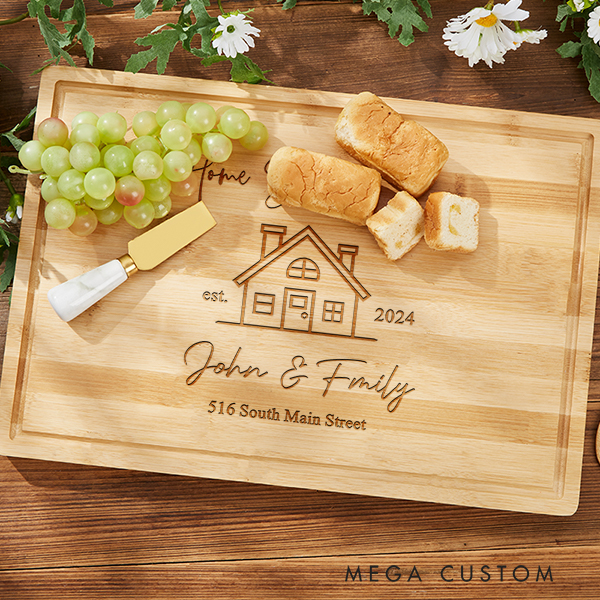 Personalized Cutting Board Wedding Housewarming Gift Home Sweet Home Custom Kitchen Charcuterie Board Home Decor Gifts for Couples